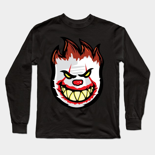 Fire Clown Long Sleeve T-Shirt by Daletheskater